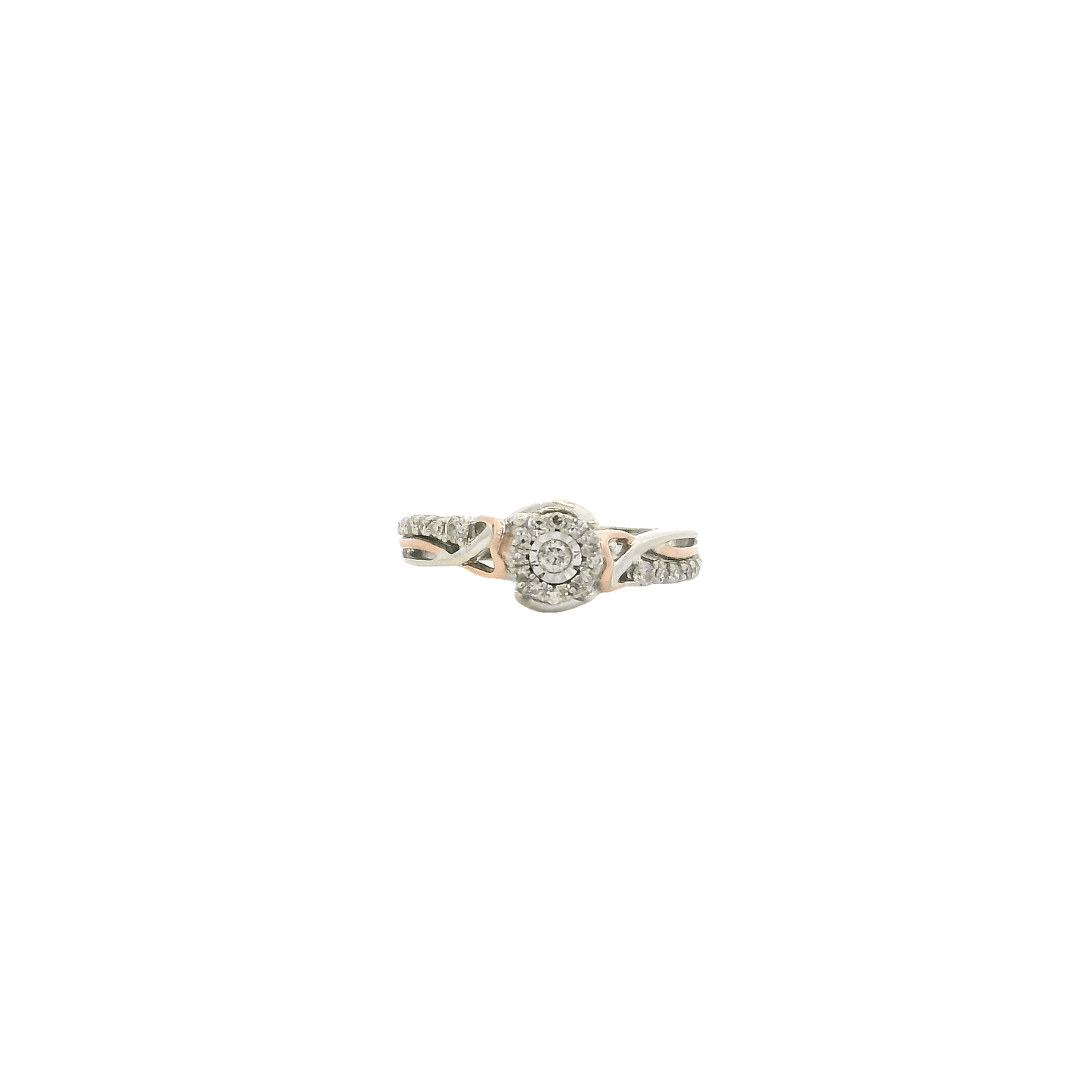 14K White And Rose Gold Diamond Womens Ring - 0.03ct