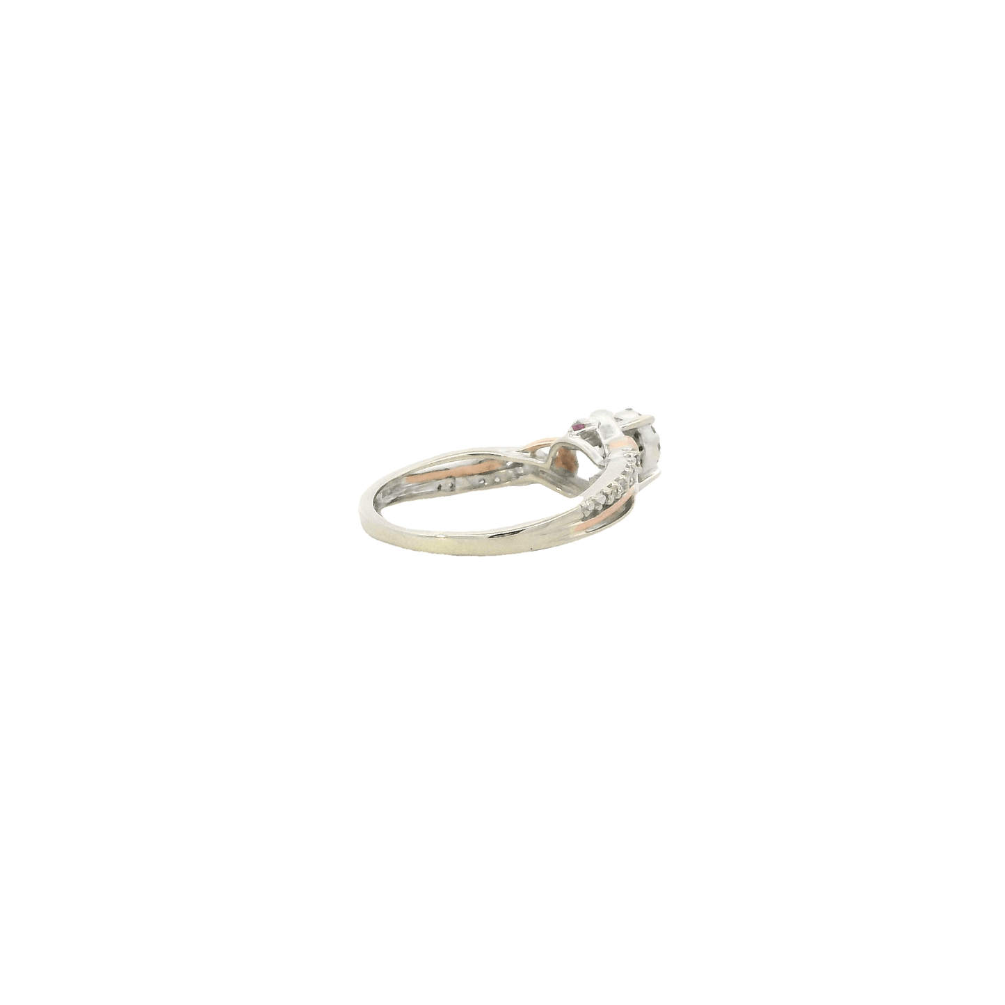 14K White And Rose Gold Diamond Womens Ring - 0.03ct
