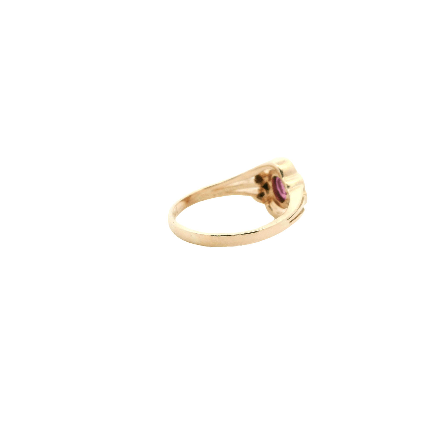 14K Yellow Gold And Ruby Diamond Womens Ring- 0.06ct