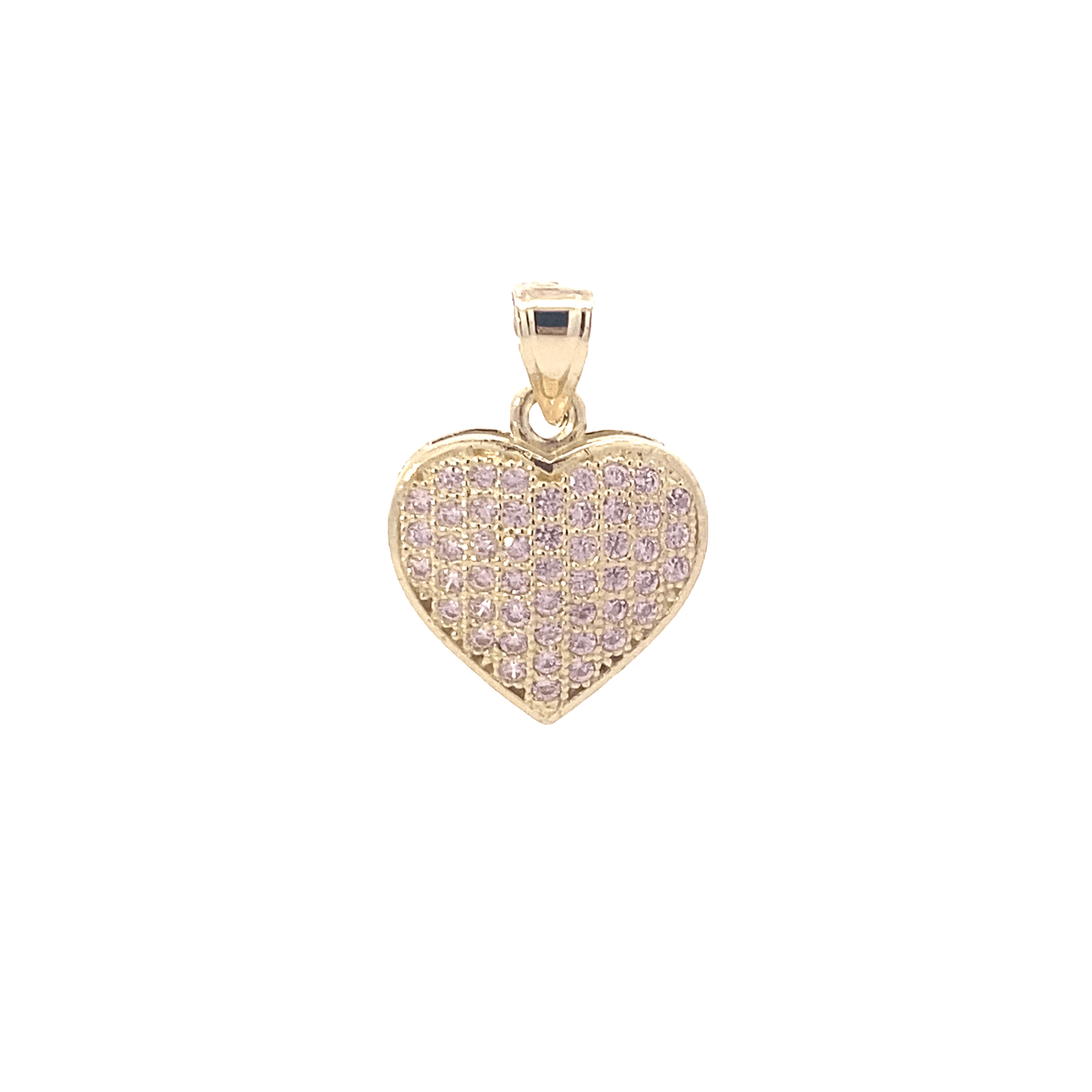 10K Yellow Gold Pink CZ Heart Pendant