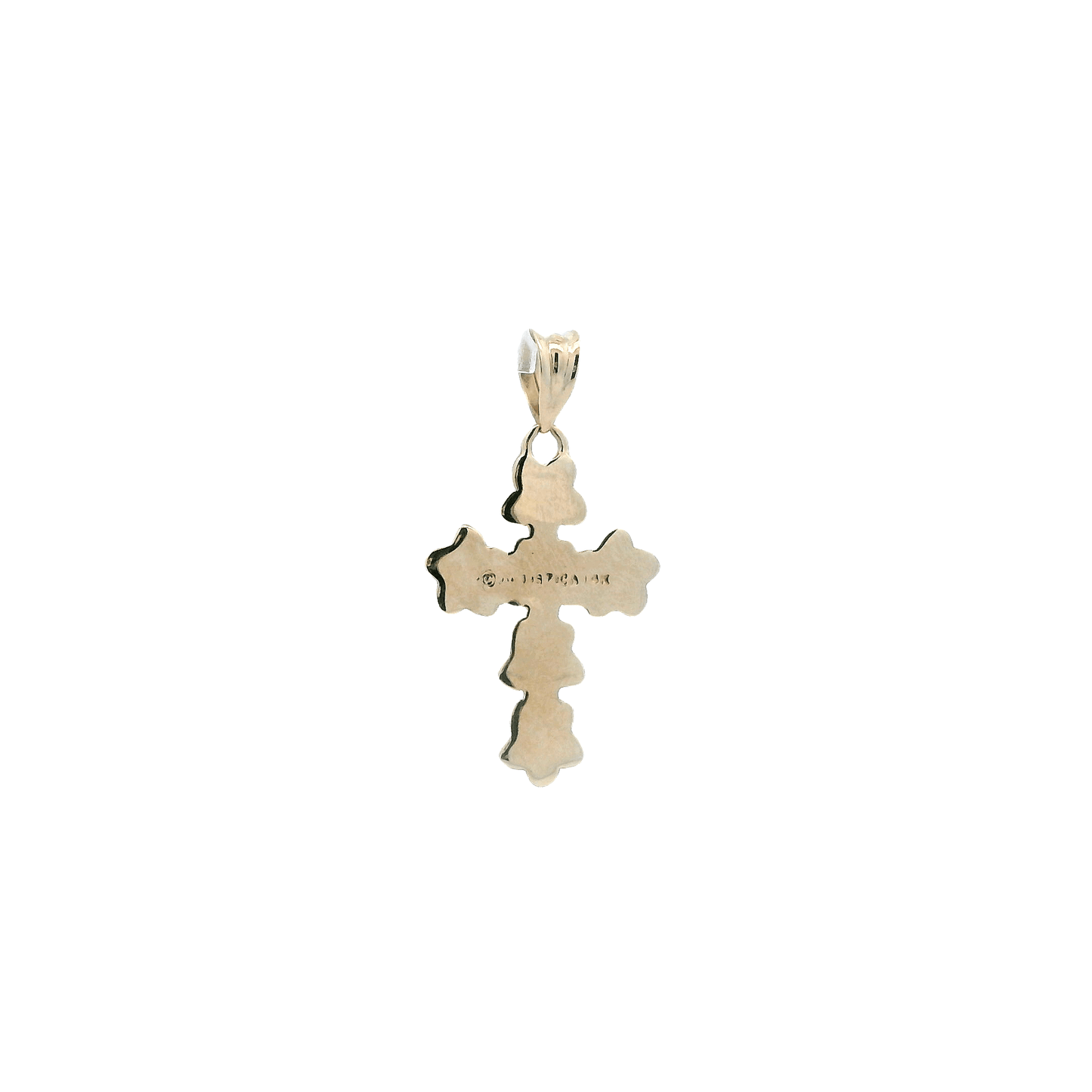 14K Yellow Gold Plumeria Flower Cross Pendent