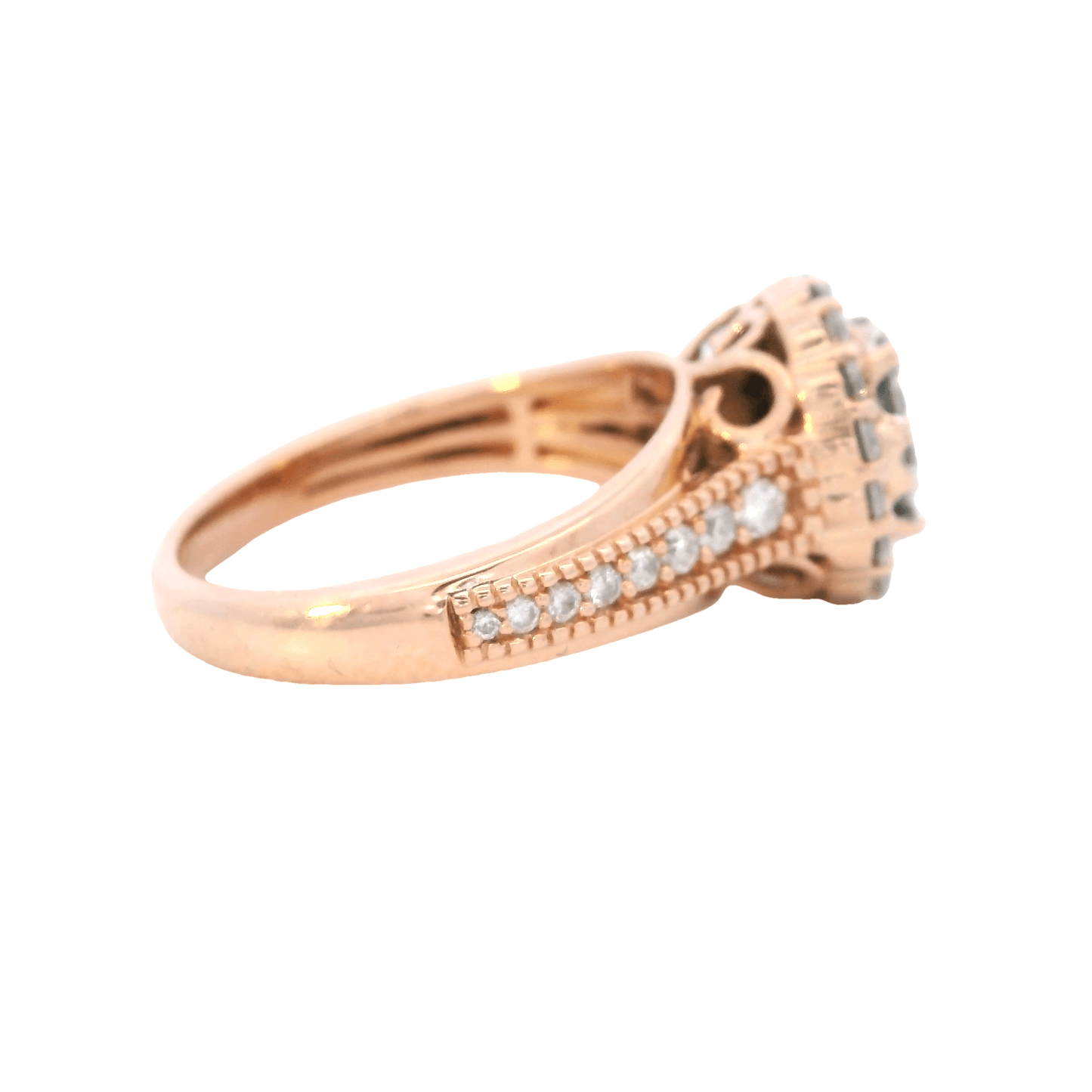 10K Rose Gold Diamond Cluster Ring - 0.73ct