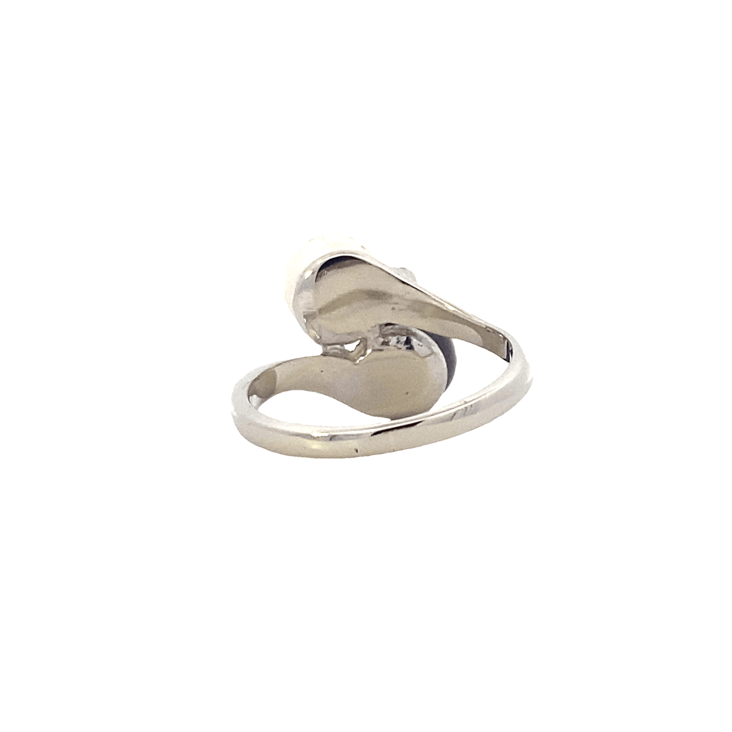 14K White Gold and Akoya Pearl Diamond Womens Ring - 0.02ct