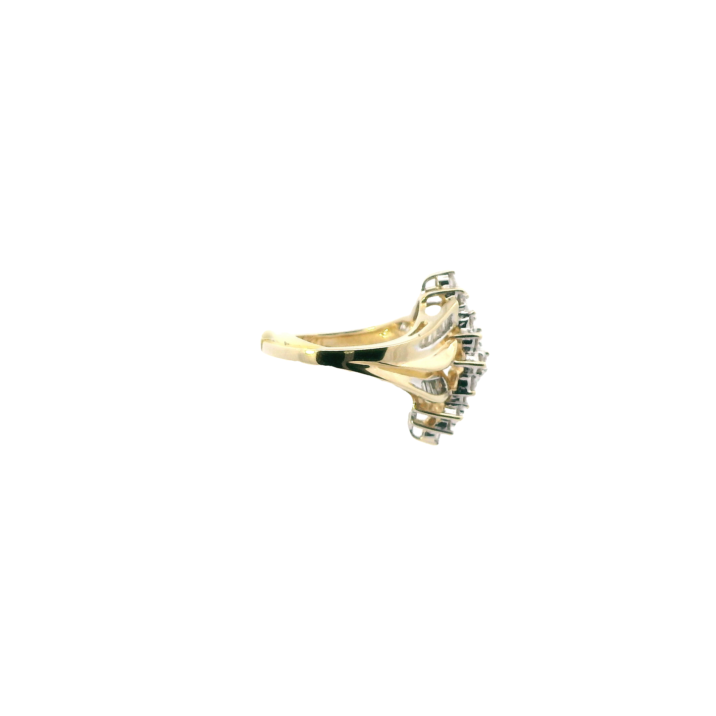 14K Yellow Gold Diamond Cluster Ring - 0.70ct