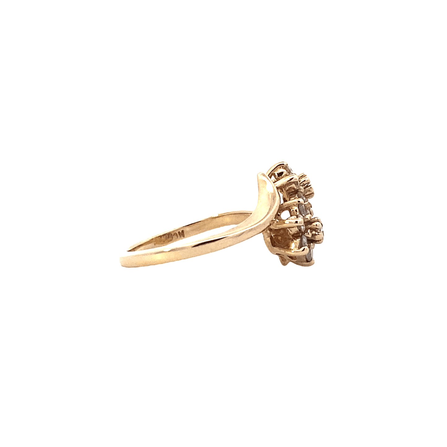 14K Yellow Gold And Diamond Flower Ring - 0.48ct
