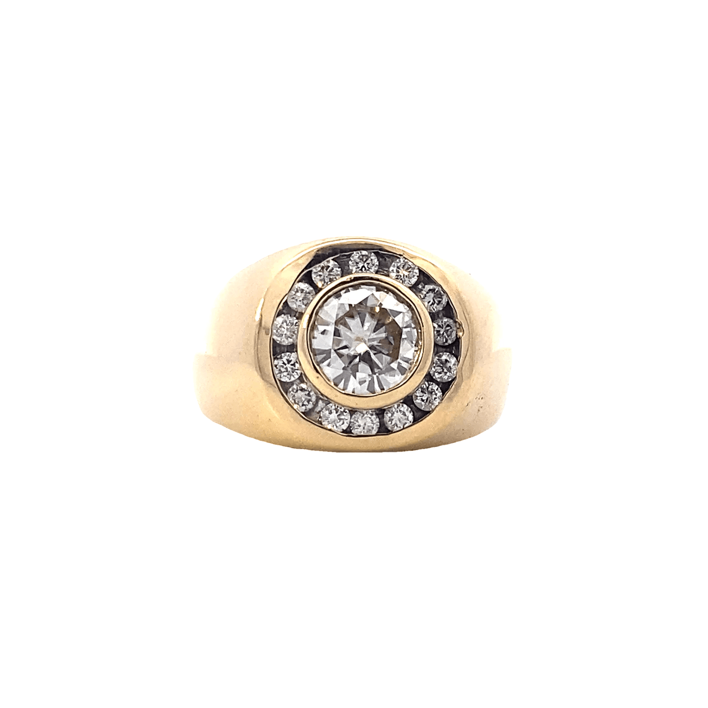 14K Yellow Gold And Diamond Mens Ring - 0.42ct