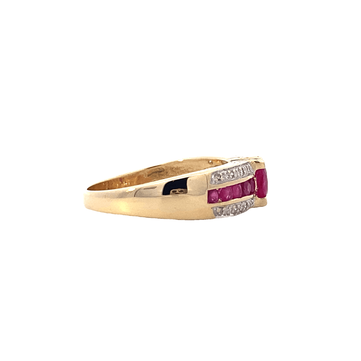 14K Yellow Gold And Pink Sapphire And Diamond Womens Ring