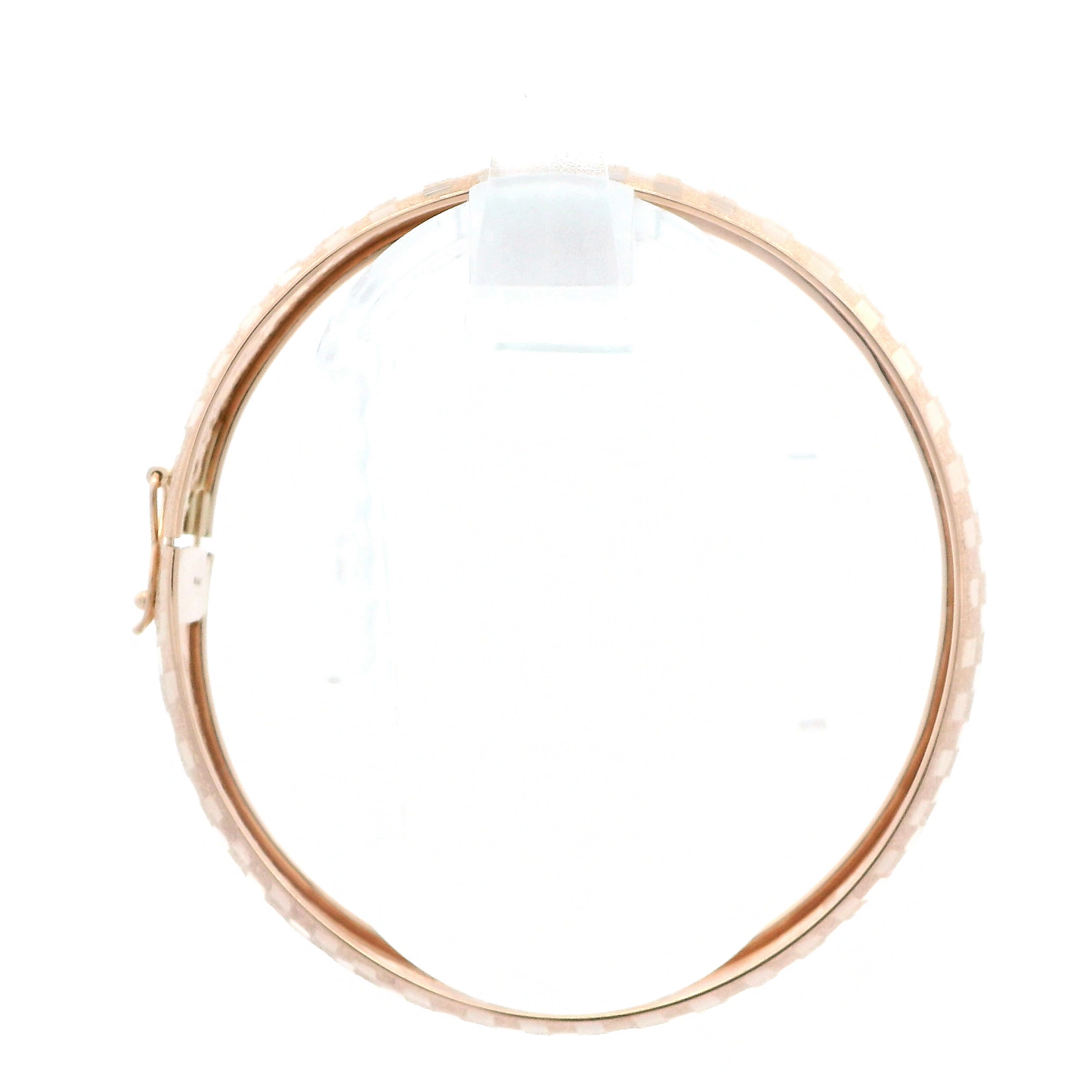 14K Rose Gold Diamond Cut Square Design Bangle Bracelet