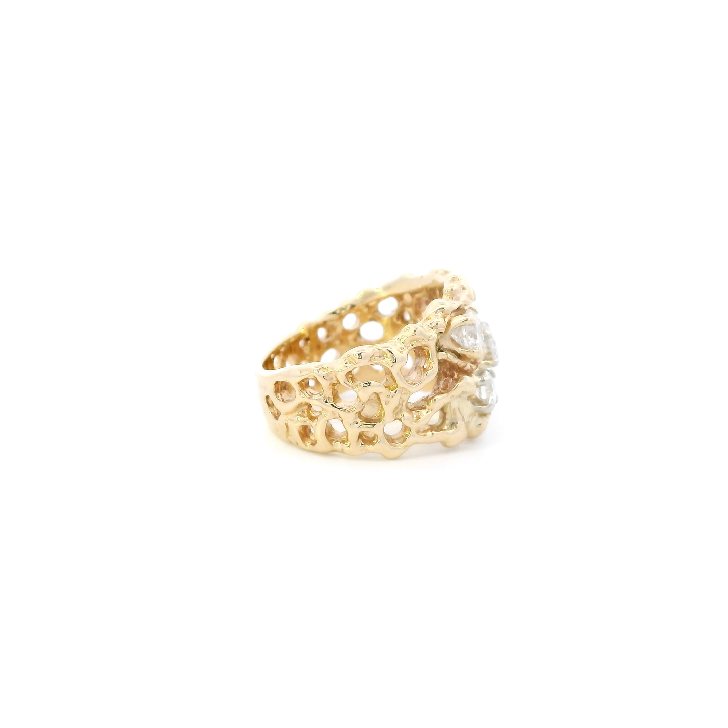 14K Yellow Gold Diamond Nugget Ring - 0.93ct