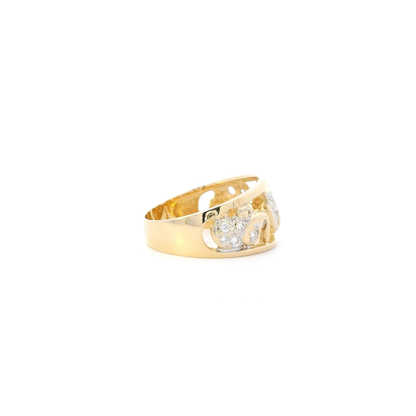 18K Yellow Gold Diamond Elephant Ring - 0.20ct