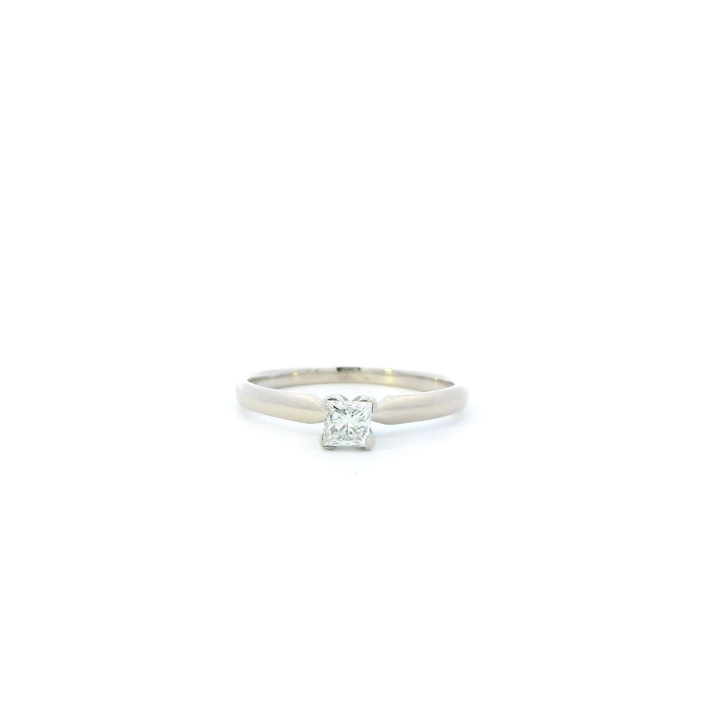 14K White Gold Diamond Solitaire Womens Ring - 0.25ct