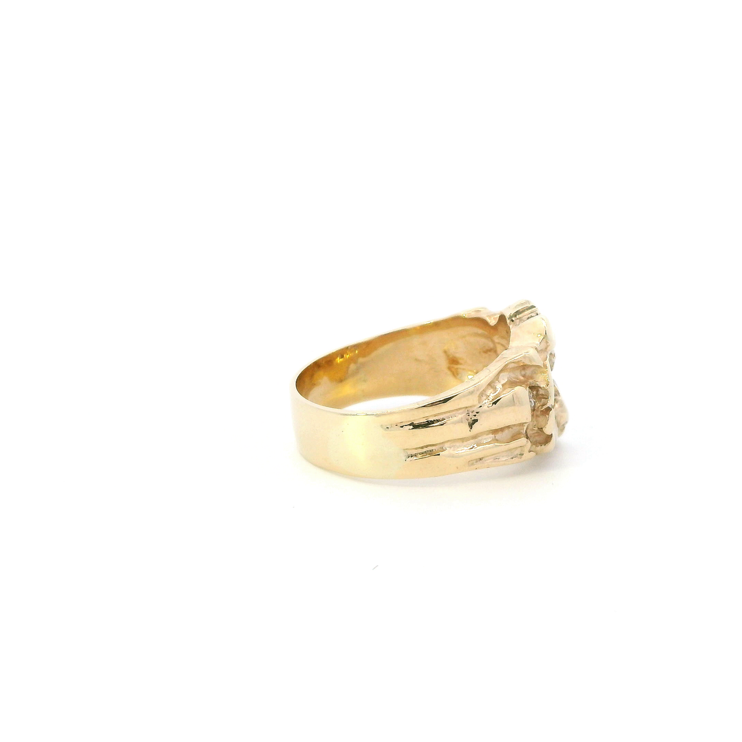 14K Yellow Gold Diamond Nugget Mens Ring - 0.59ct