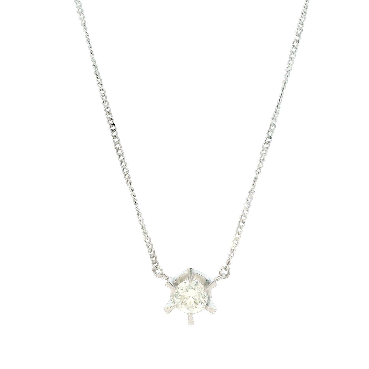 Platinum 16" Link Chain & Diamond Pendant - 0.44ct