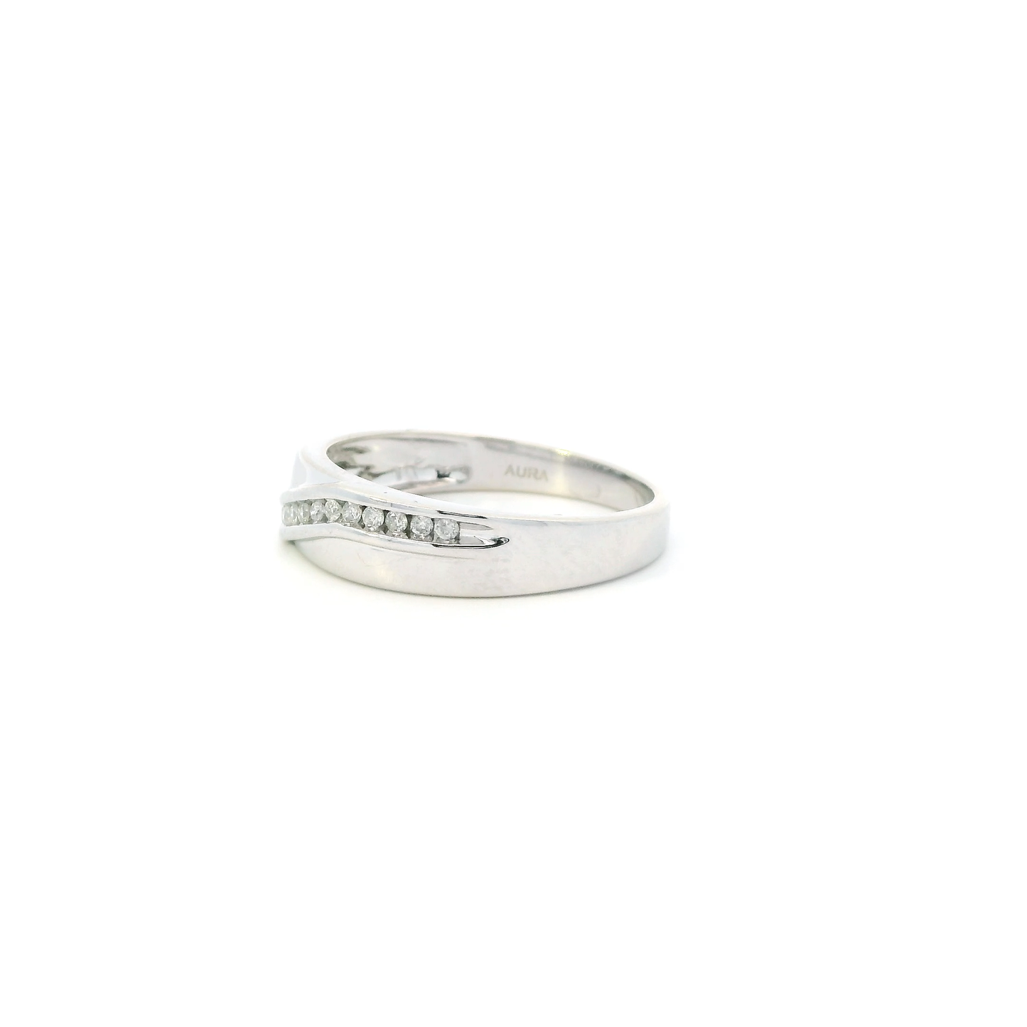 14K White Gold Diamond Mens Ring - 0.13ct