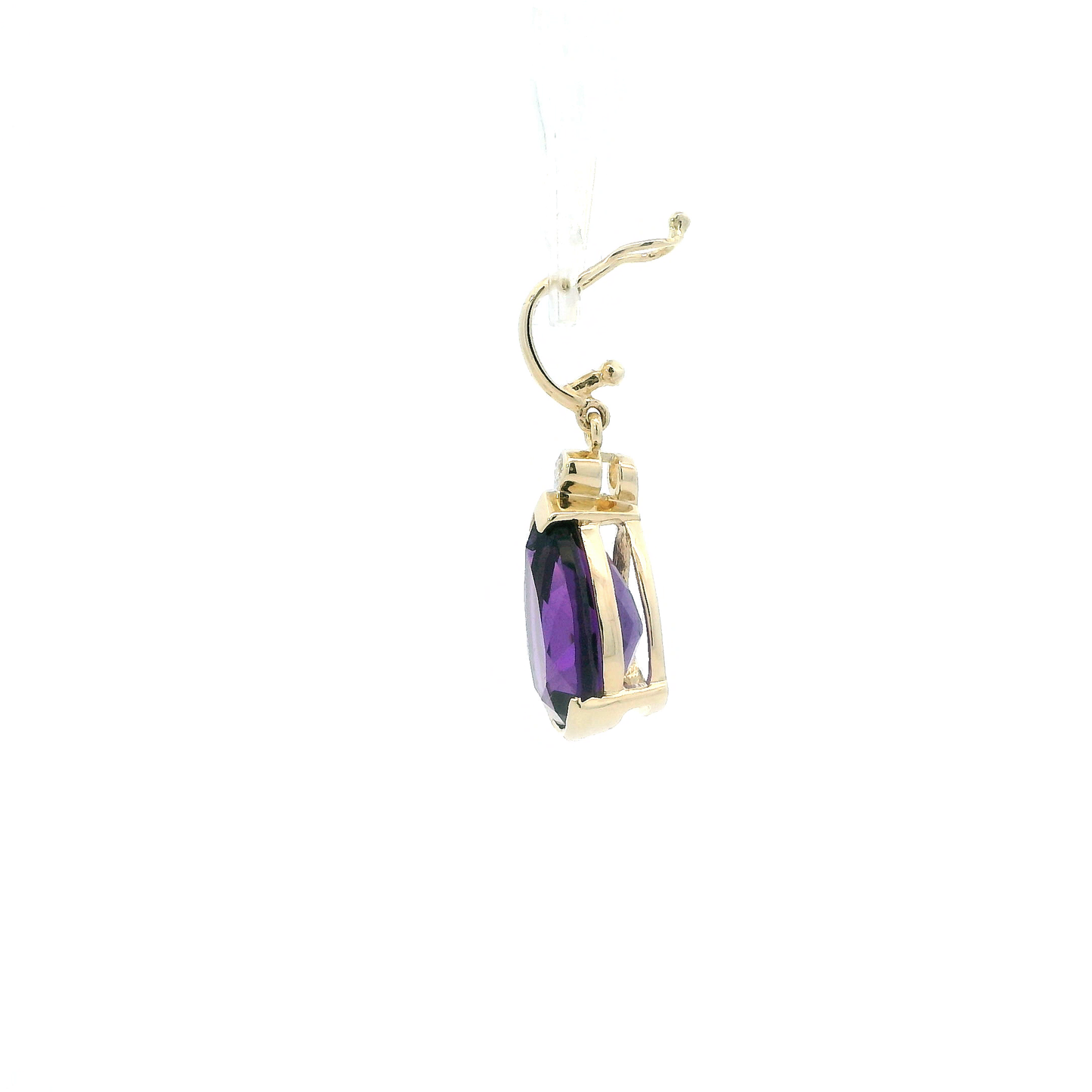 14K Yellow Gold Amethyst & Diamond Pendant - 0.03ct