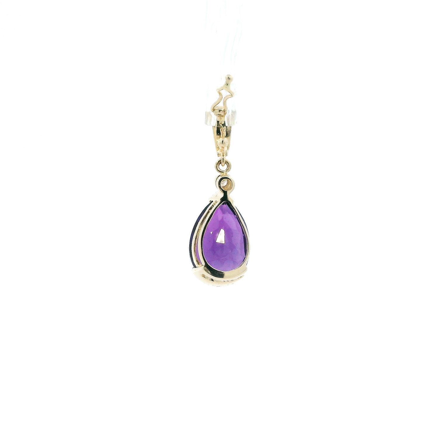 14K Yellow Gold Amethyst & Diamond Pendant - 0.03ct