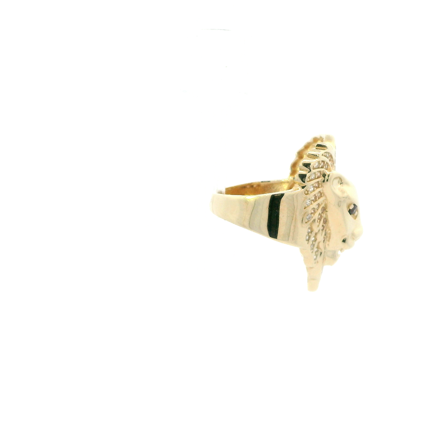 14K Yellow Gold Lion Head Ring