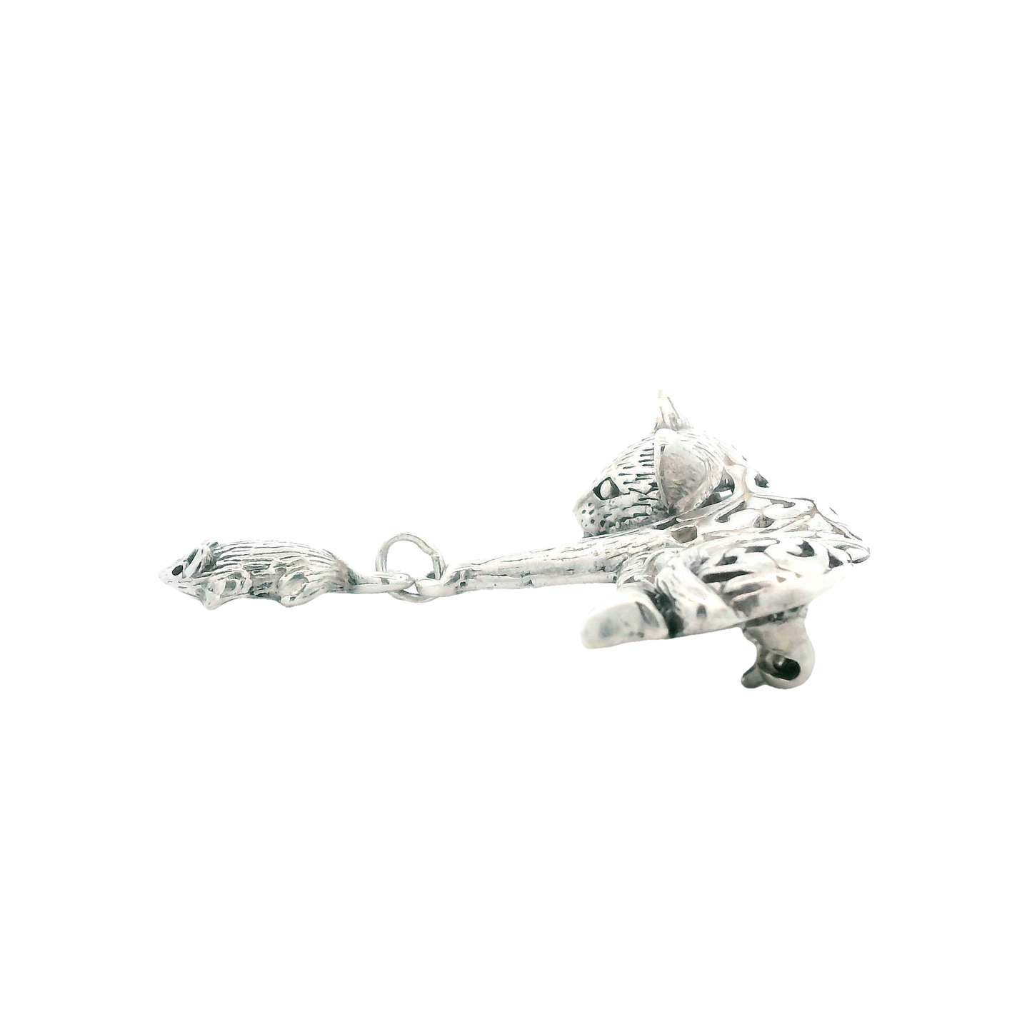 Vintage Jes Sterling Silver Cat Mouse Pendant