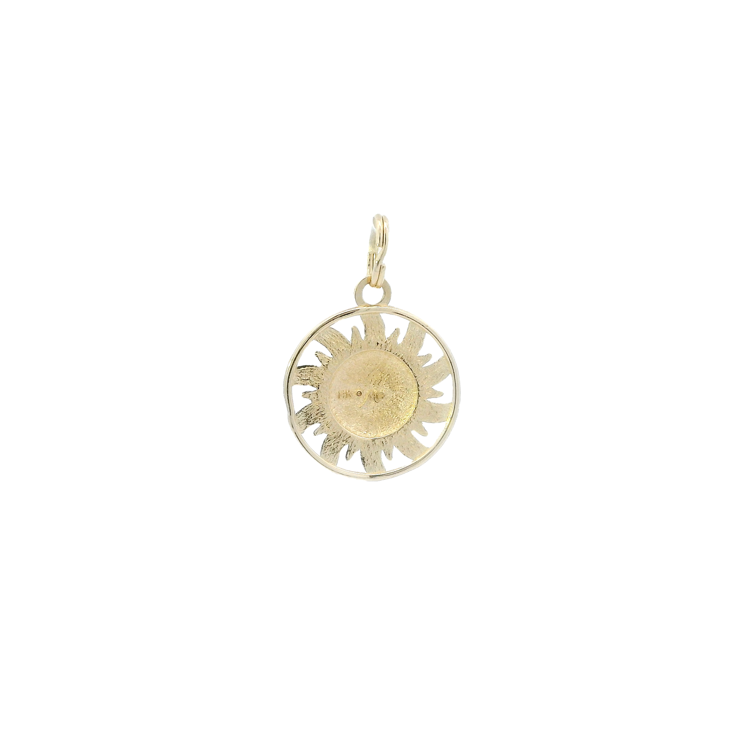 14K Yellow Gold Diamond Cut Round Sun Pendant