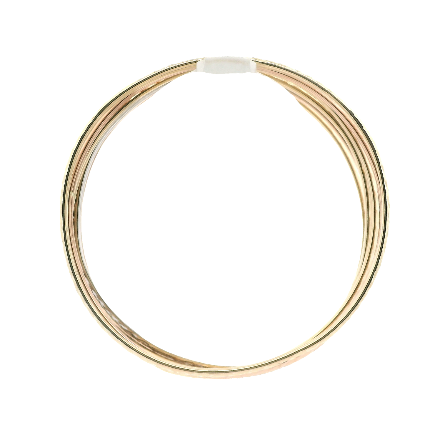 14K Tri Color Gold 7 Diamond Cut Matching Bangle Bracelets