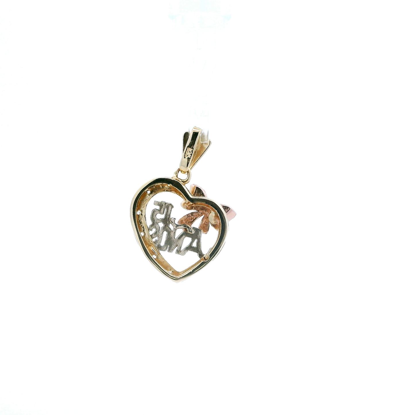 14 Tri Color Gold "15 Anos" Heart Pendant