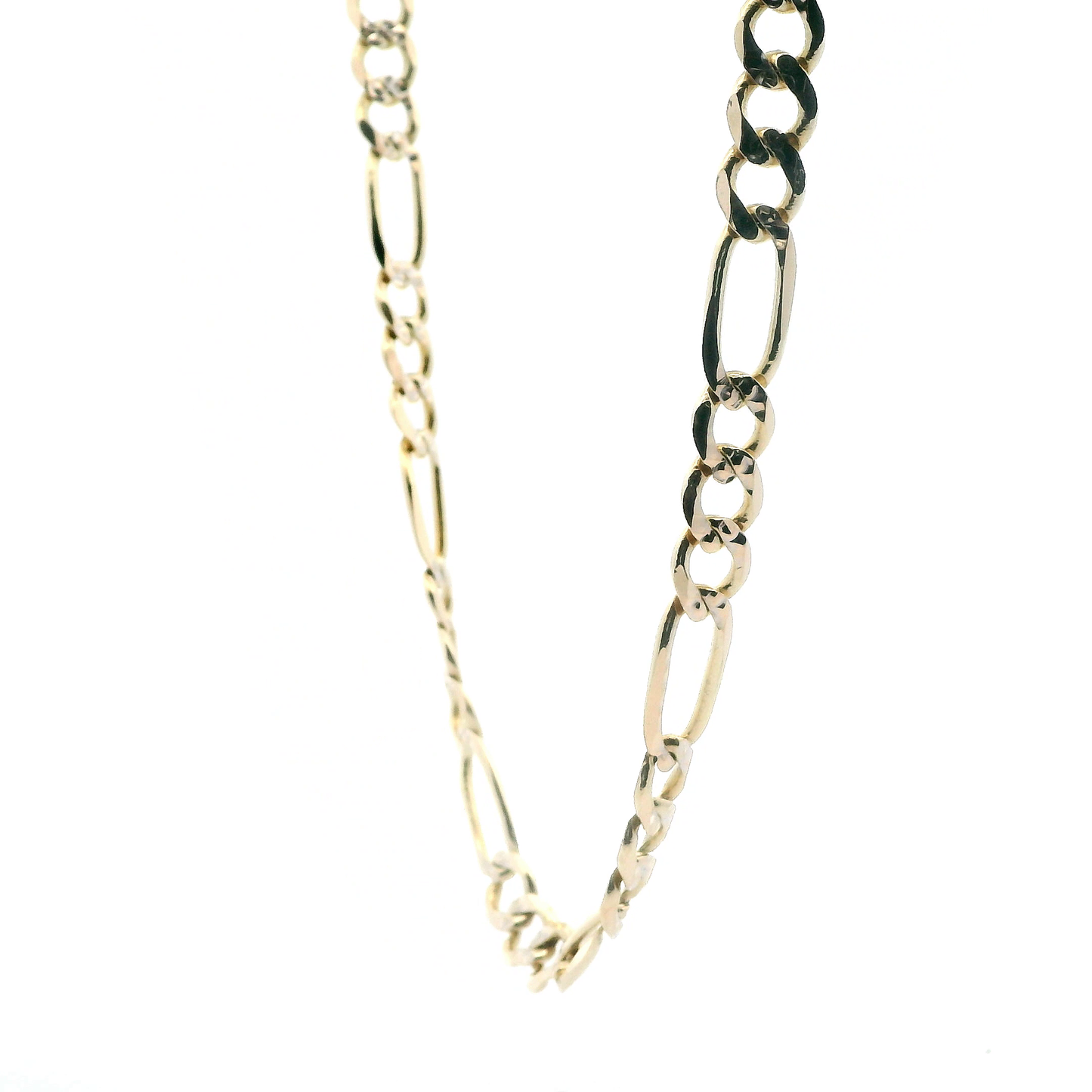 10K Yellow Gold Diamond Cut Figaro 22" Chain