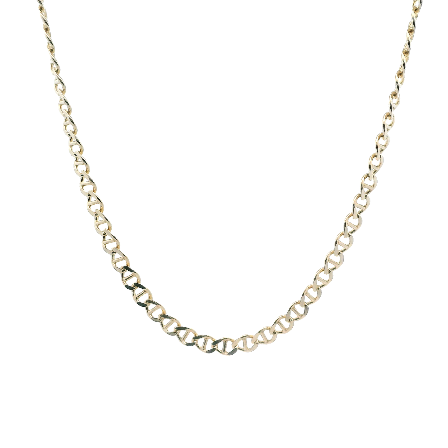 14K Yellow Gold Diamond Cut Mariner Chain