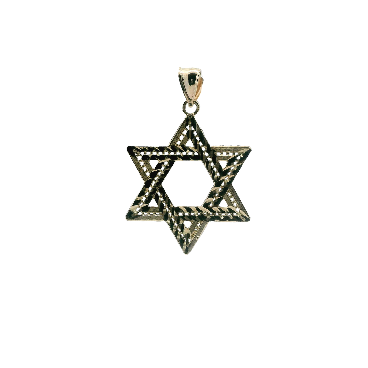 10K Yellow Gold Diamond Cut Star Of David Pendant