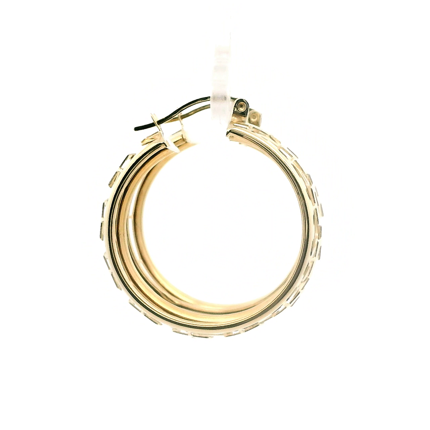 14K Yellow Gold Greek Pattern Hoop Earrings