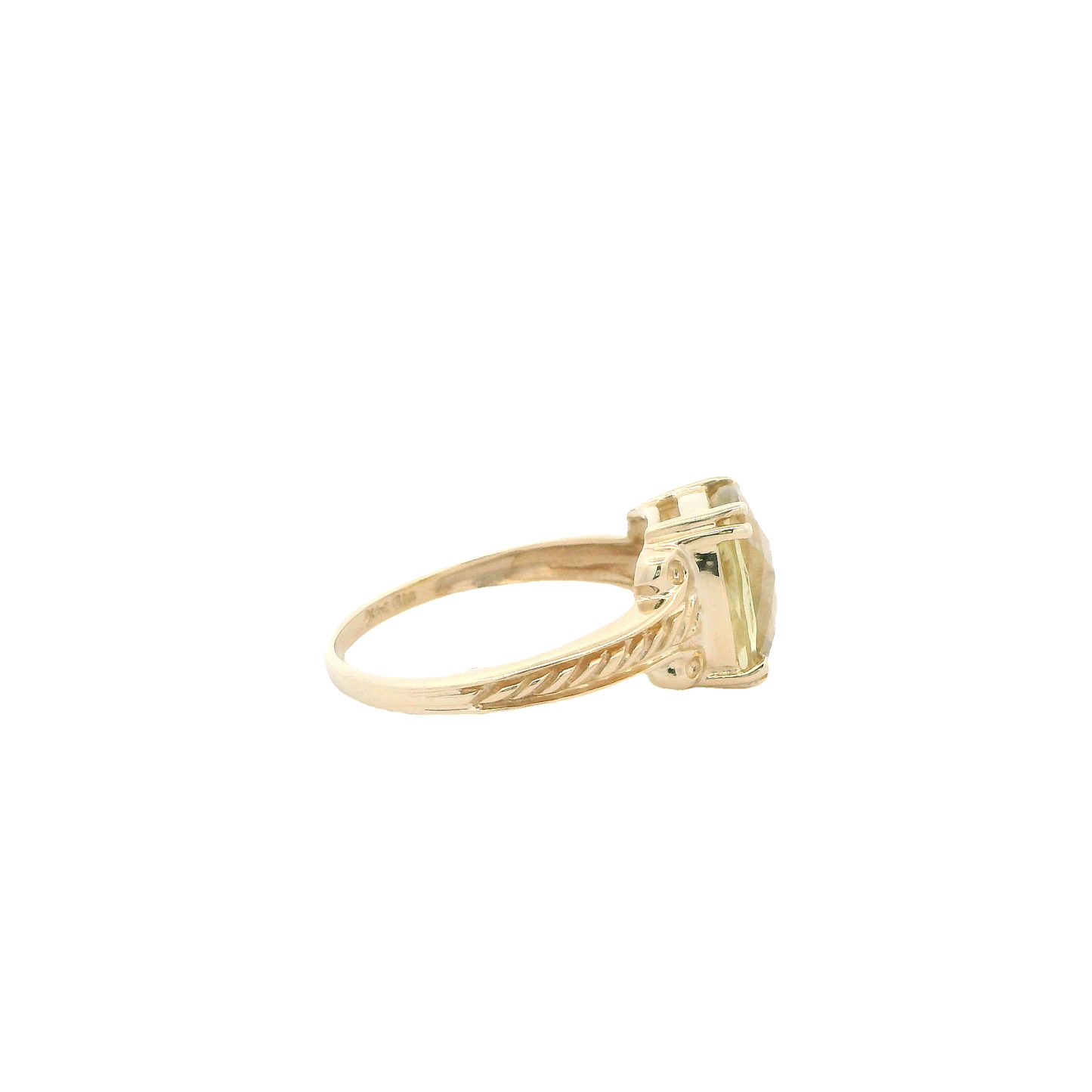 14K Yellow Gold Checkerboard Cushion Cut Golden Beryl Ring