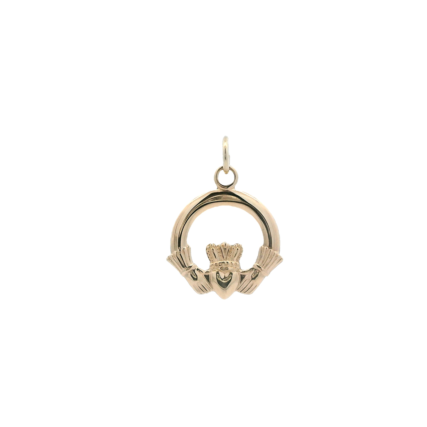 14K Yellow Gold Claddagh Round Pendant