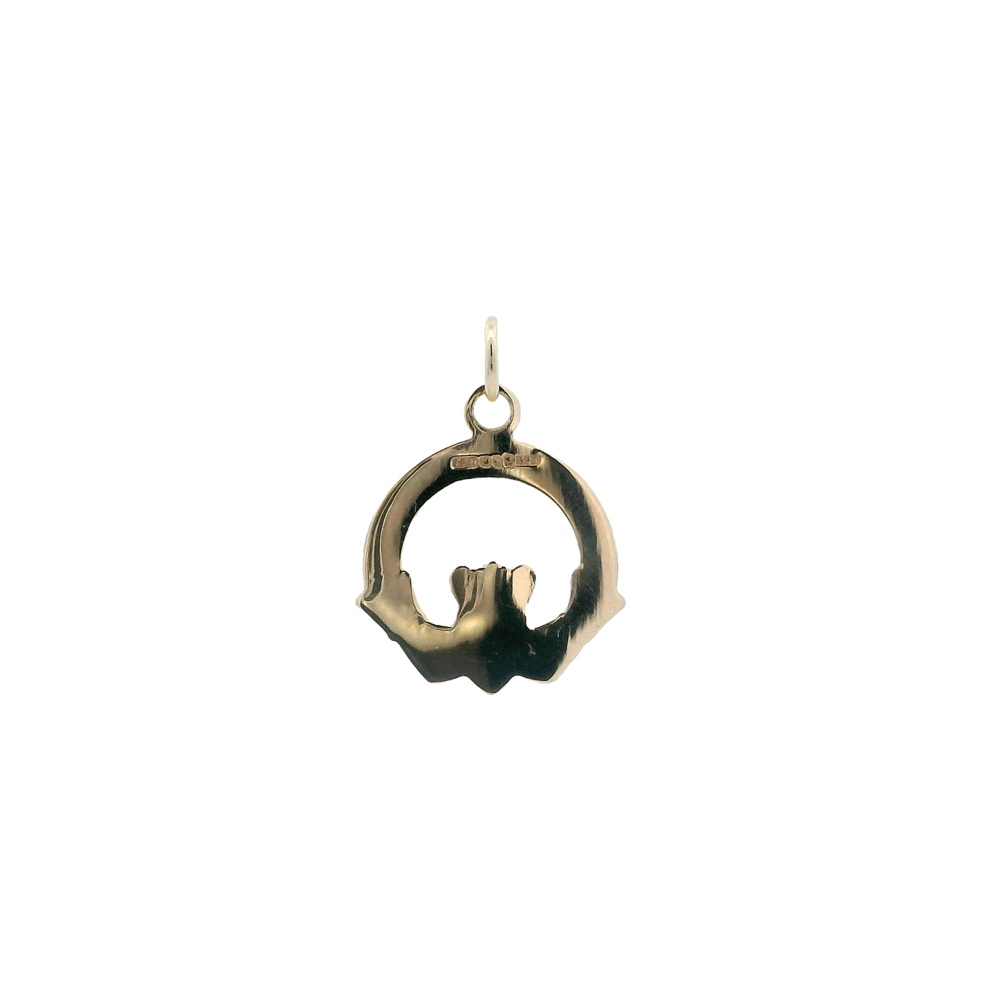 14K Yellow Gold Claddagh Round Pendant
