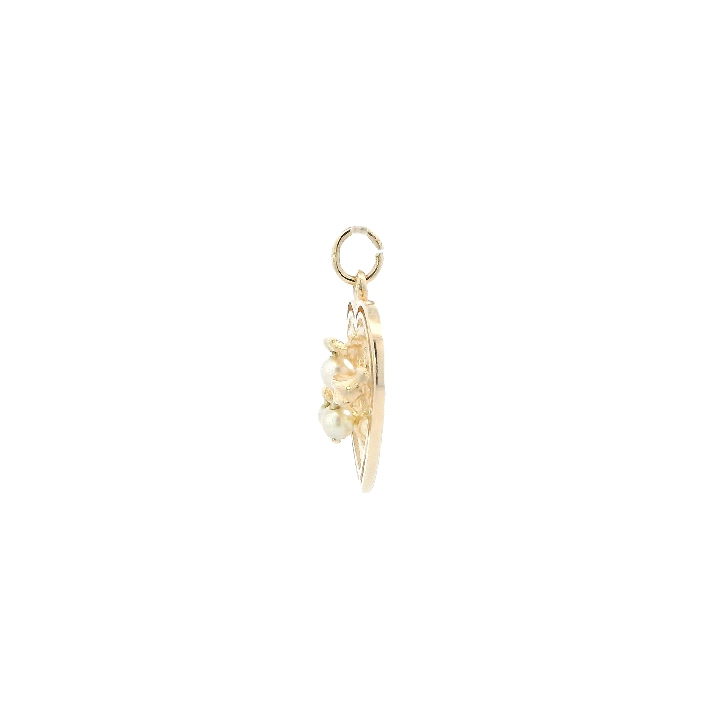 14K Yellow Gold Pearl Open Heart Pendant