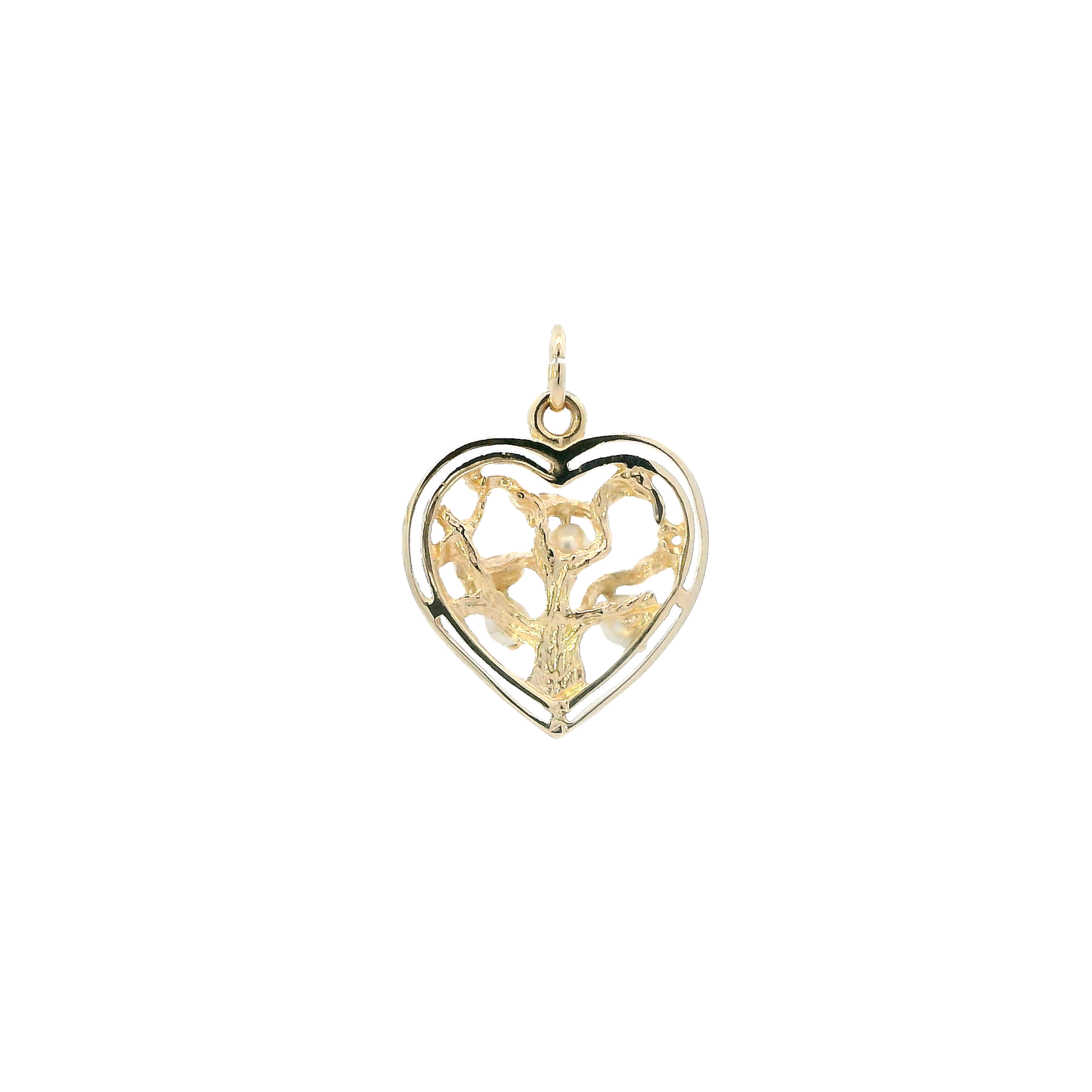 14K Yellow Gold Pearl Open Heart Pendant