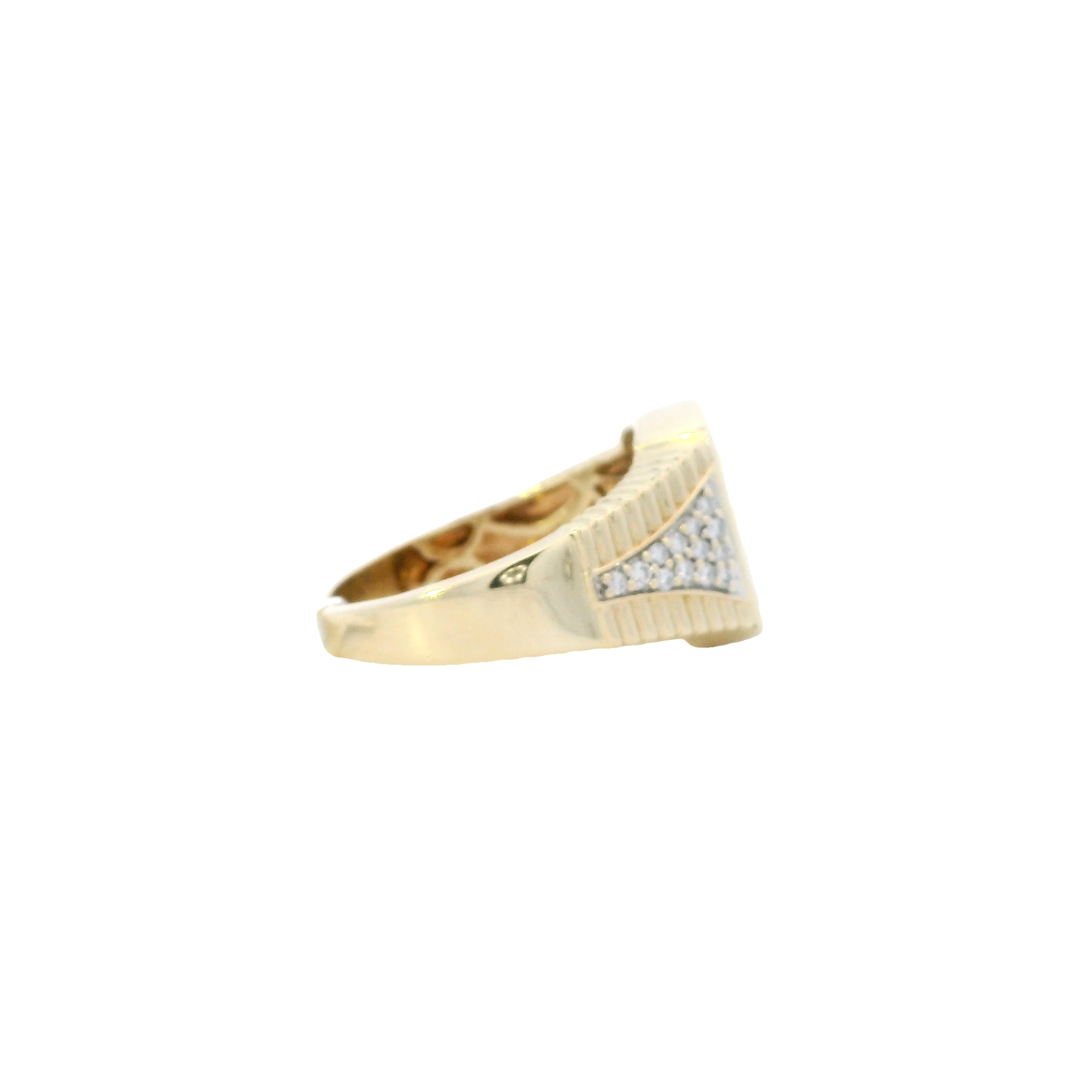 14K Yellow Gold Diamond Mens Ring - 0.99ct