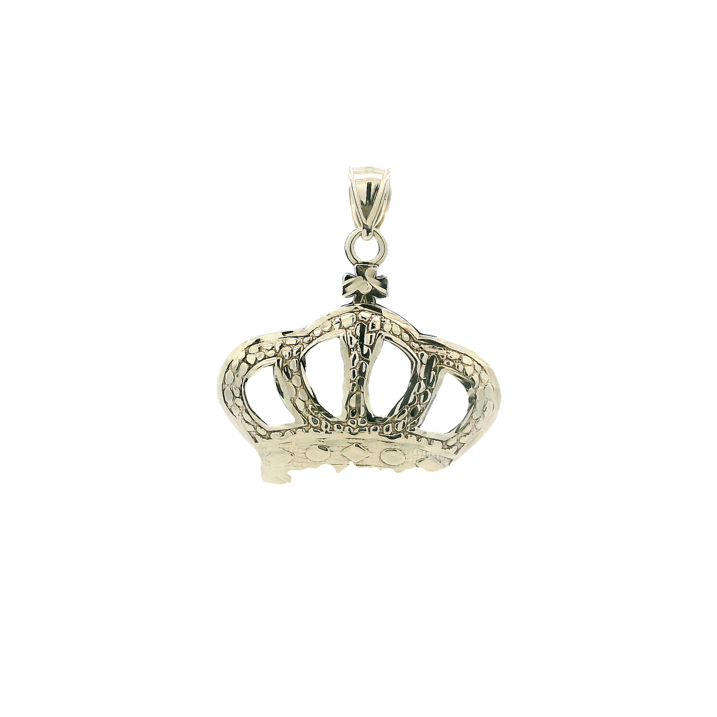 10K Yellow Gold Diamond Cut Nugget Crown Pendant
