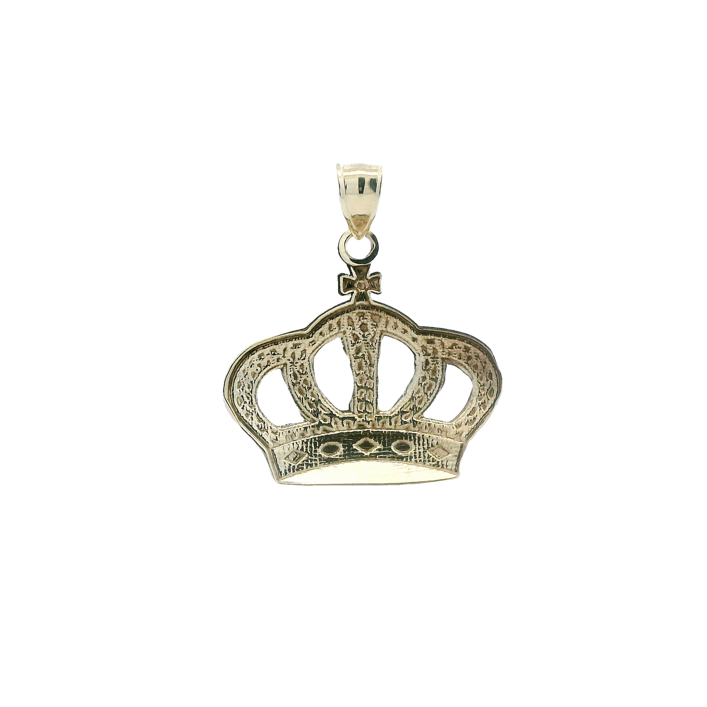 10K Yellow Gold Diamond Cut Nugget Crown Pendant