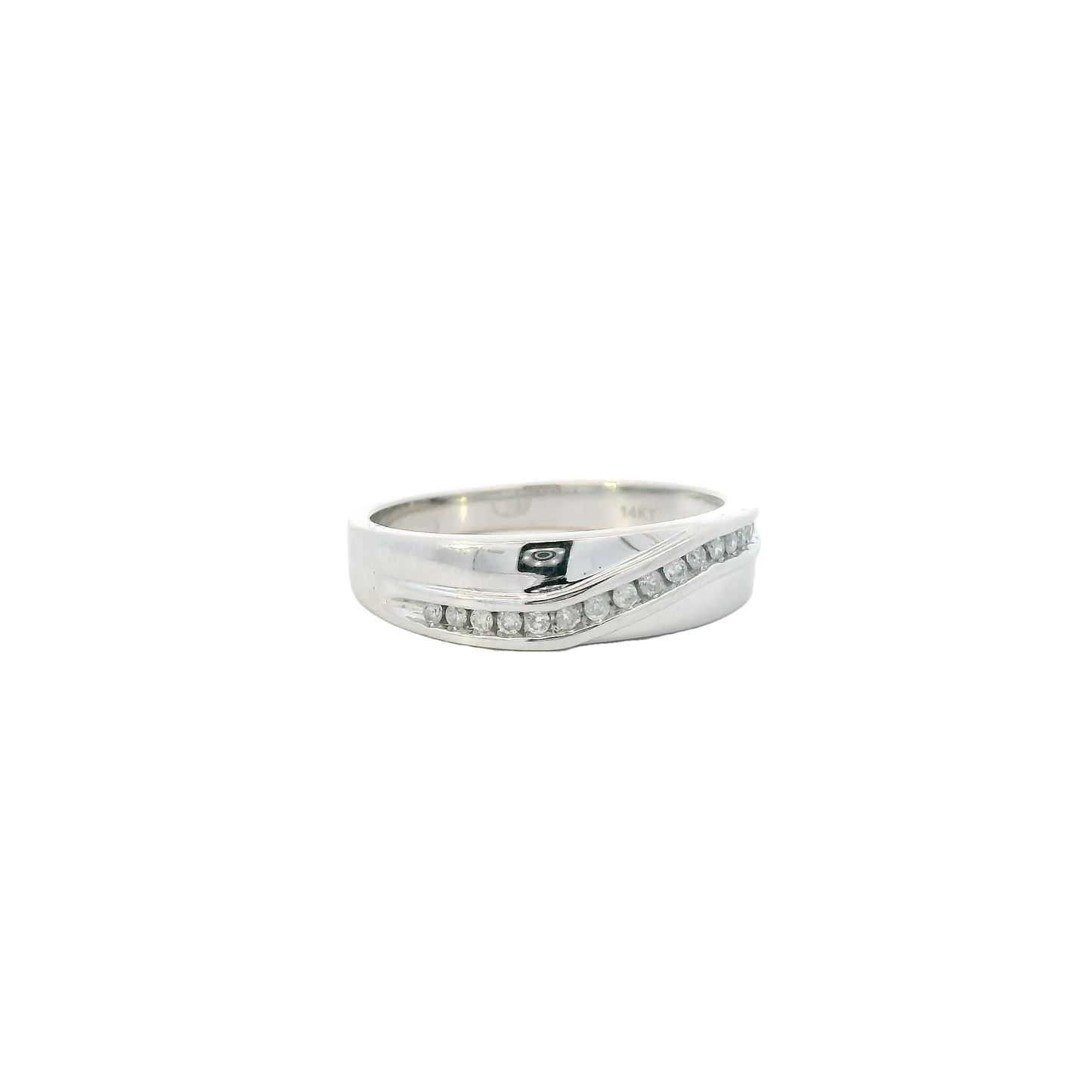 14K White Gold Diamond Mens Ring - 0.13ct