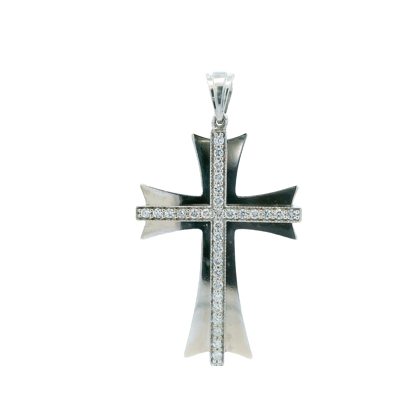 14K White Gold Diamond Cross Pendant - 0.40ct