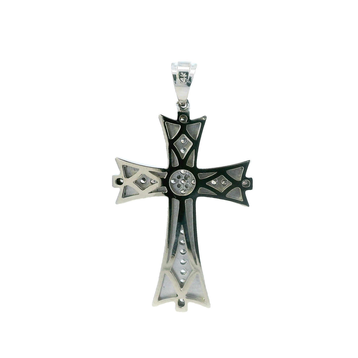 14K White Gold Diamond Cross Pendant - 0.40ct