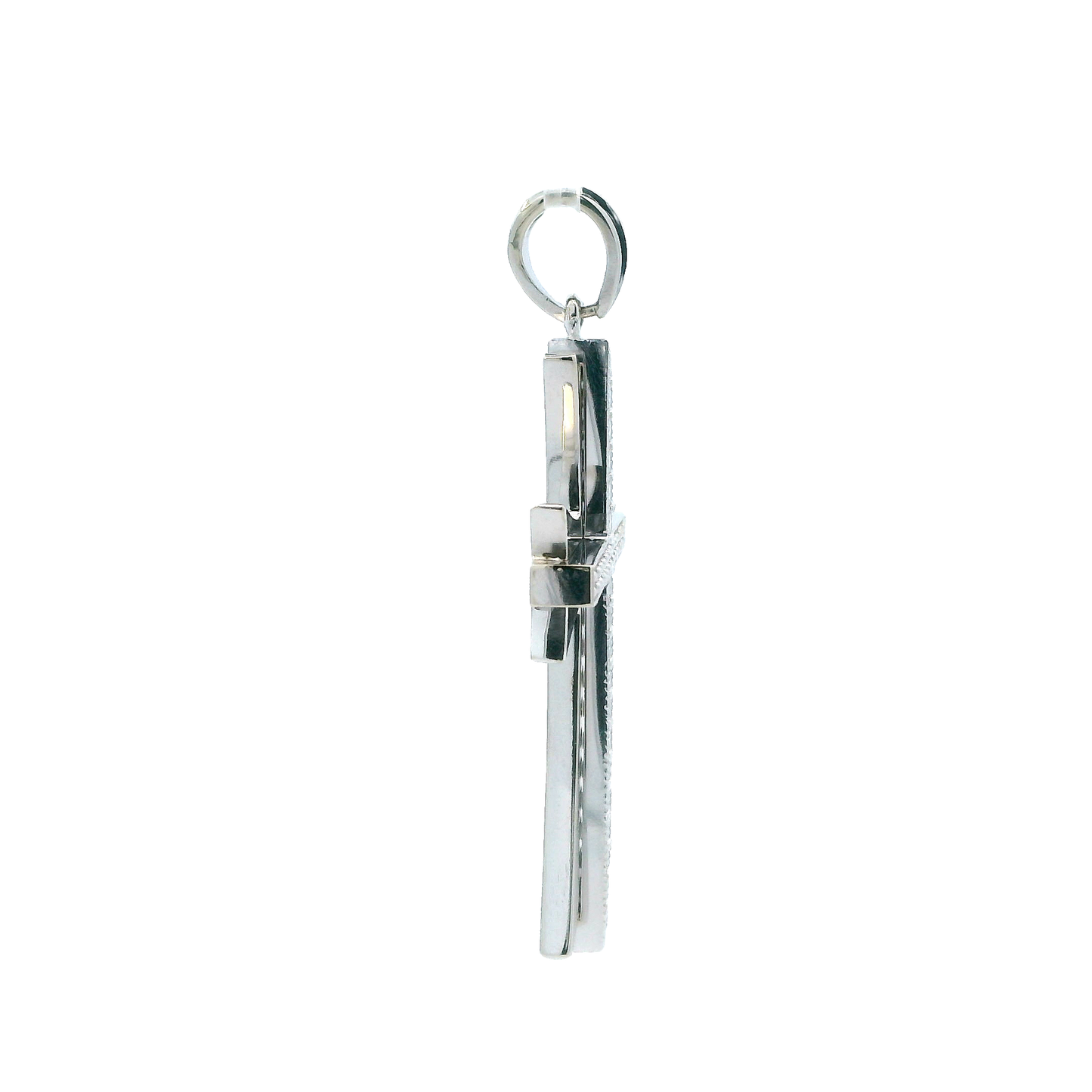 14K White Gold Diamond Cross Pendant - 0.40ct