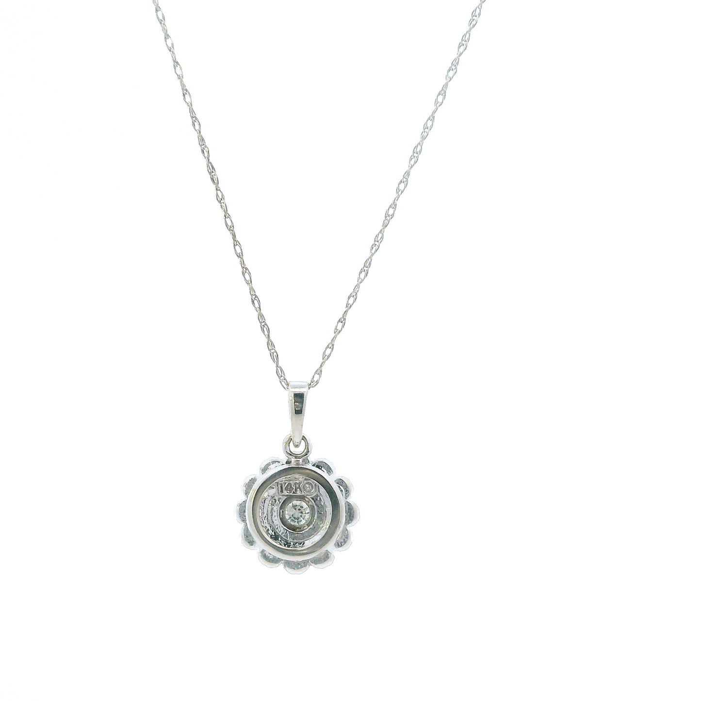14K White Gold Diamond Pendant & Rope Chain Set - 0.44ct