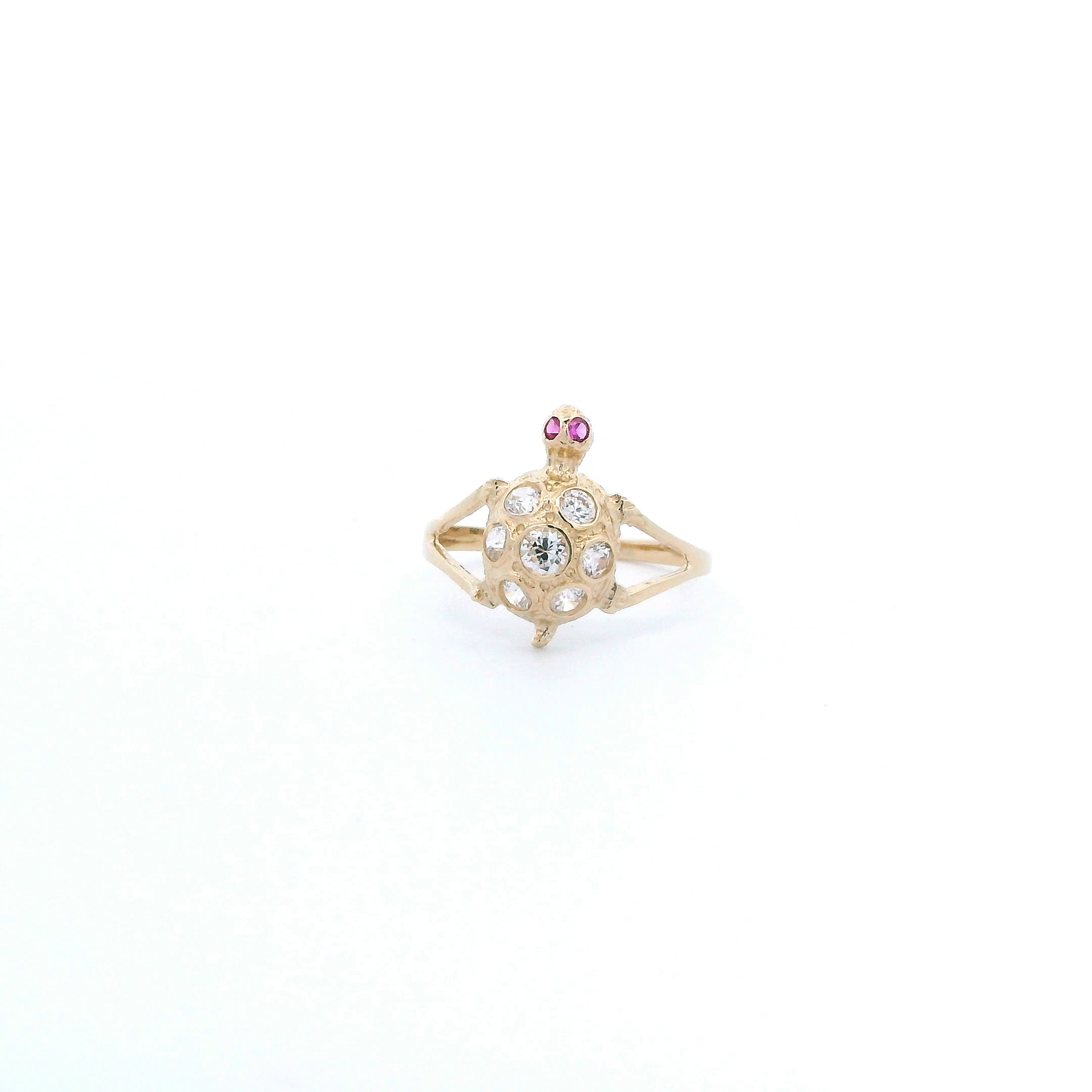 14K Cubic Zirconia Womens Turtle Ring