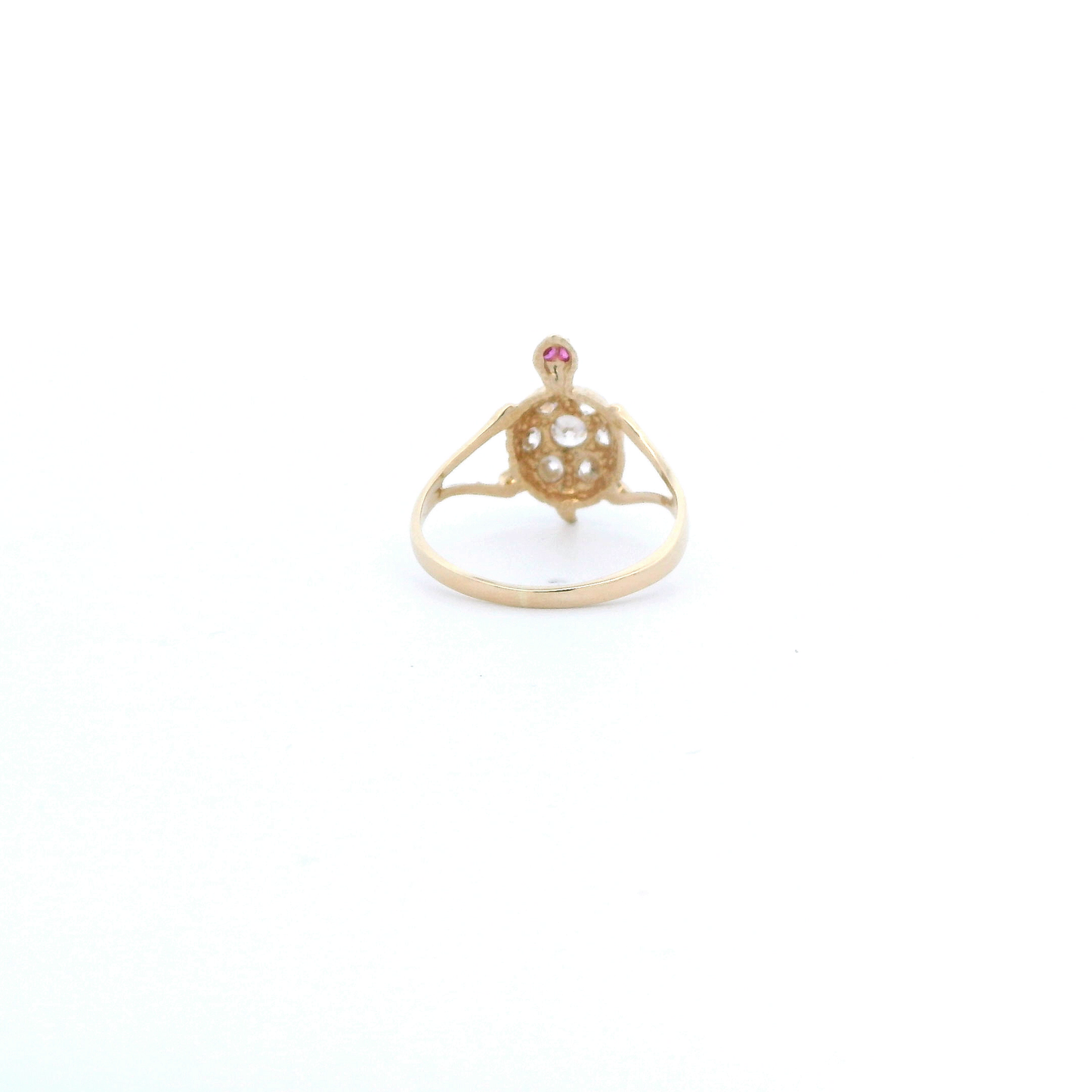 14K Cubic Zirconia Womens Turtle Ring