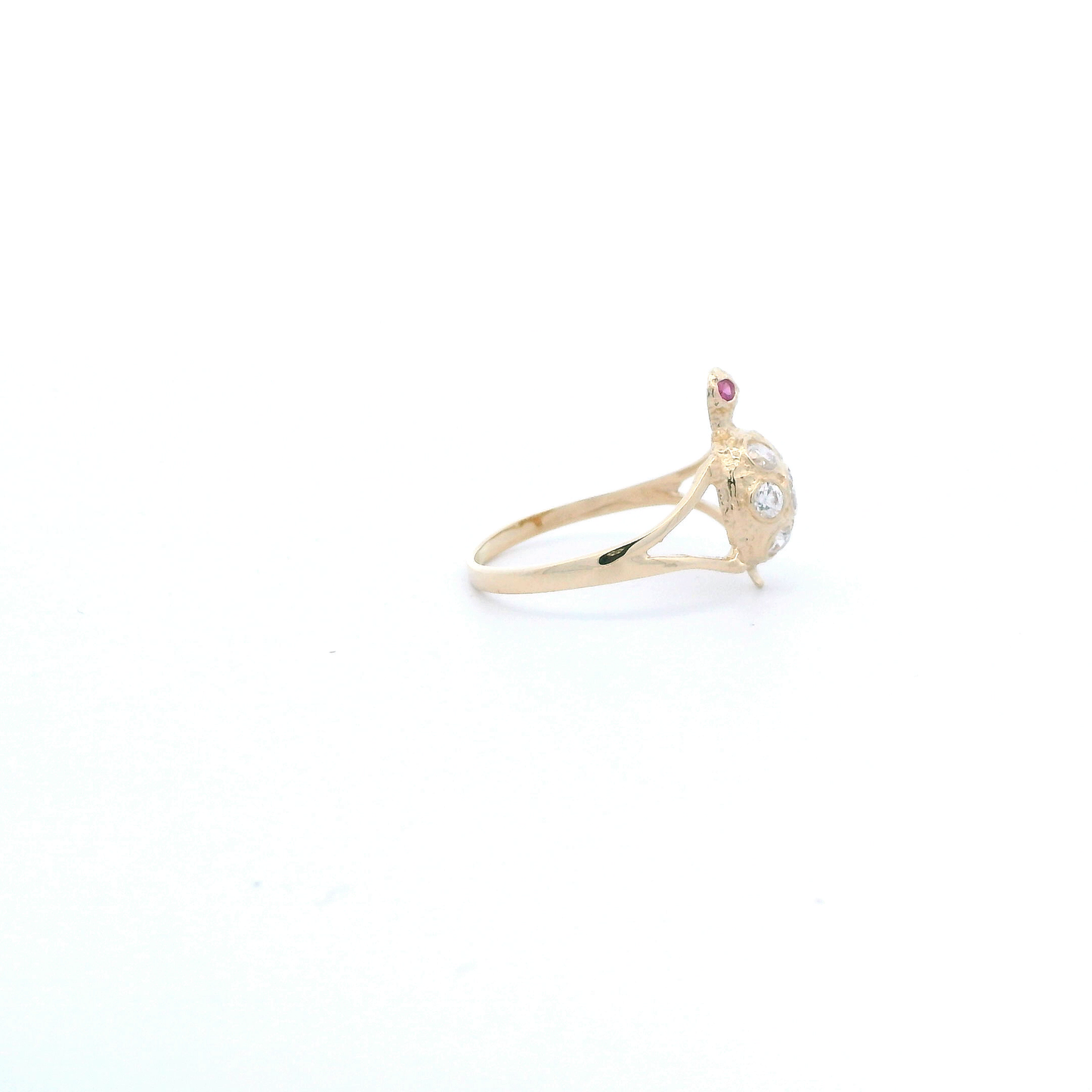 14K Cubic Zirconia Womens Turtle Ring