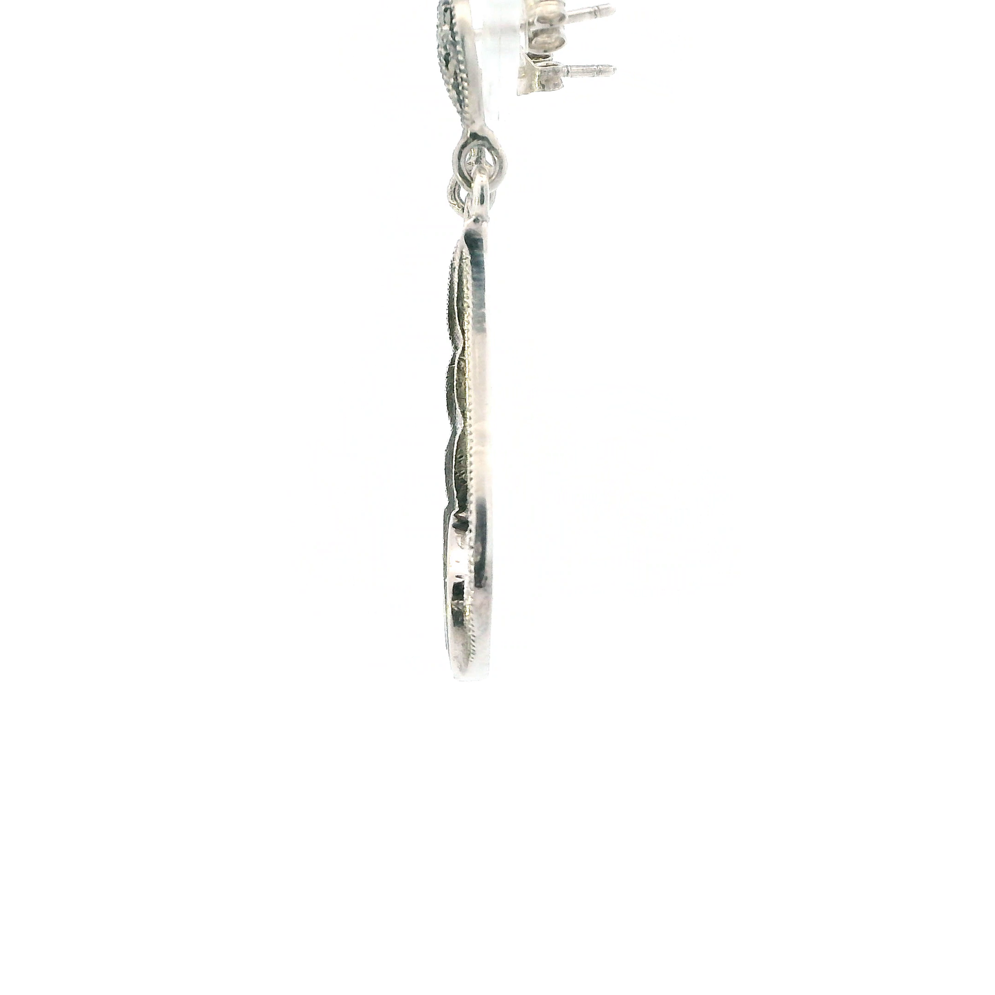 Vintage Silver Onyx & Mop Dangle Earrings