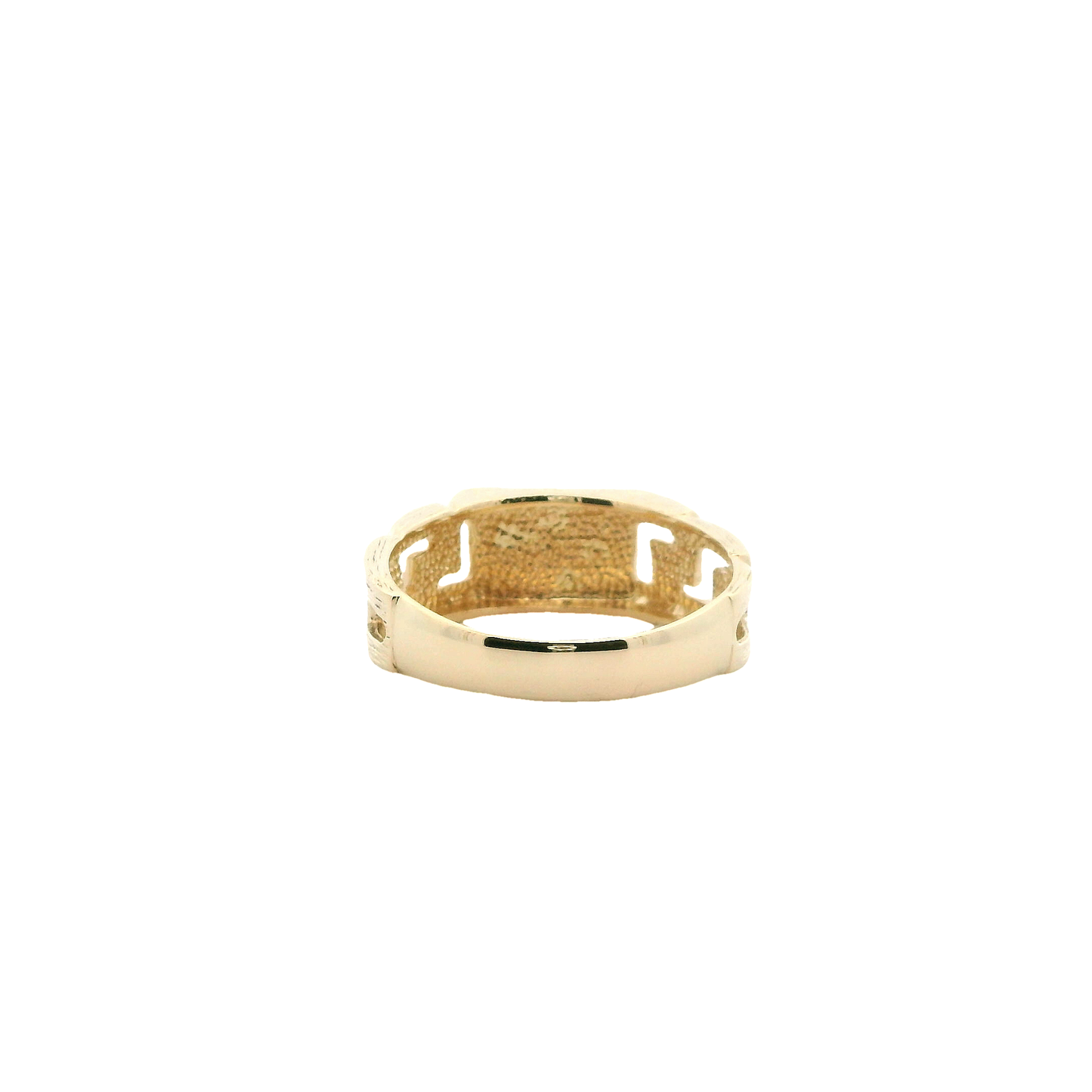14K Tri Color Gold Rectangle Mens Curb Ring