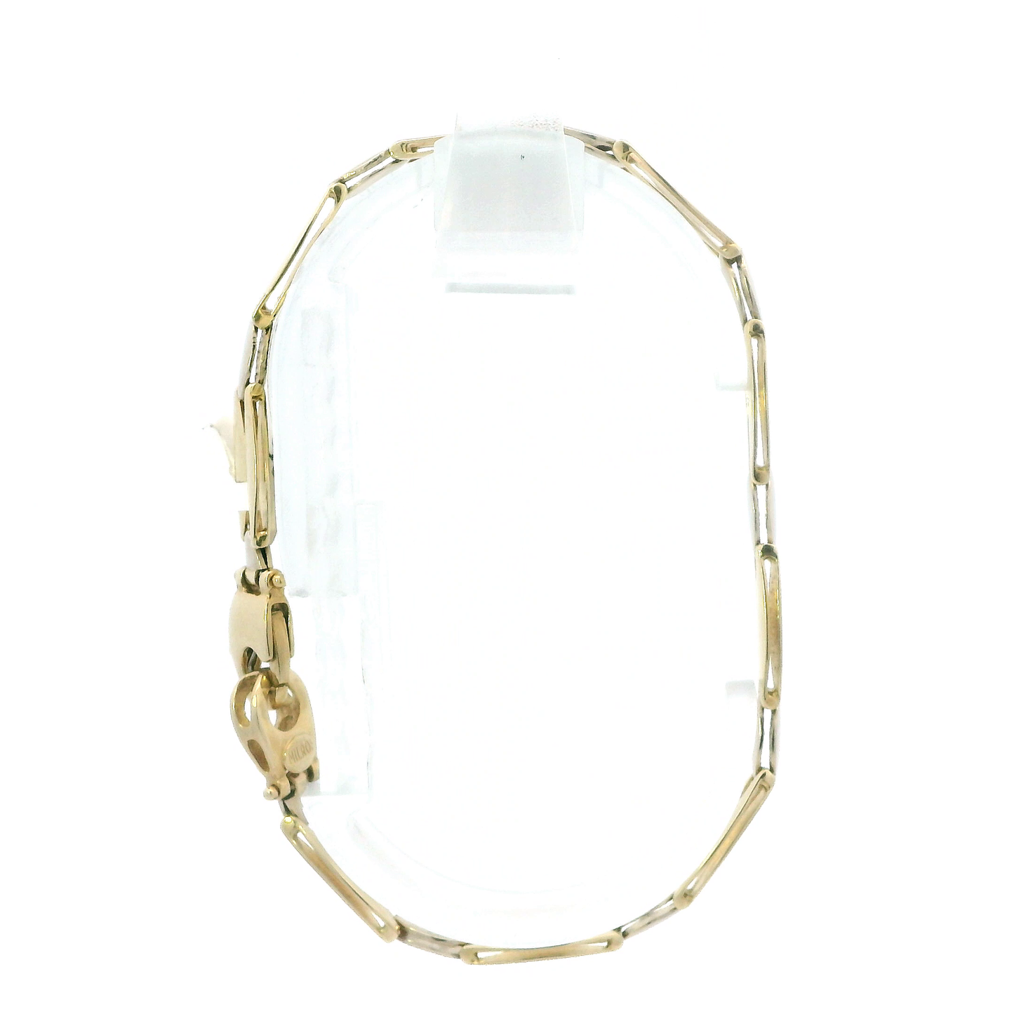 14K Yellow & White Gold Double Bar Oval Link Bracelet