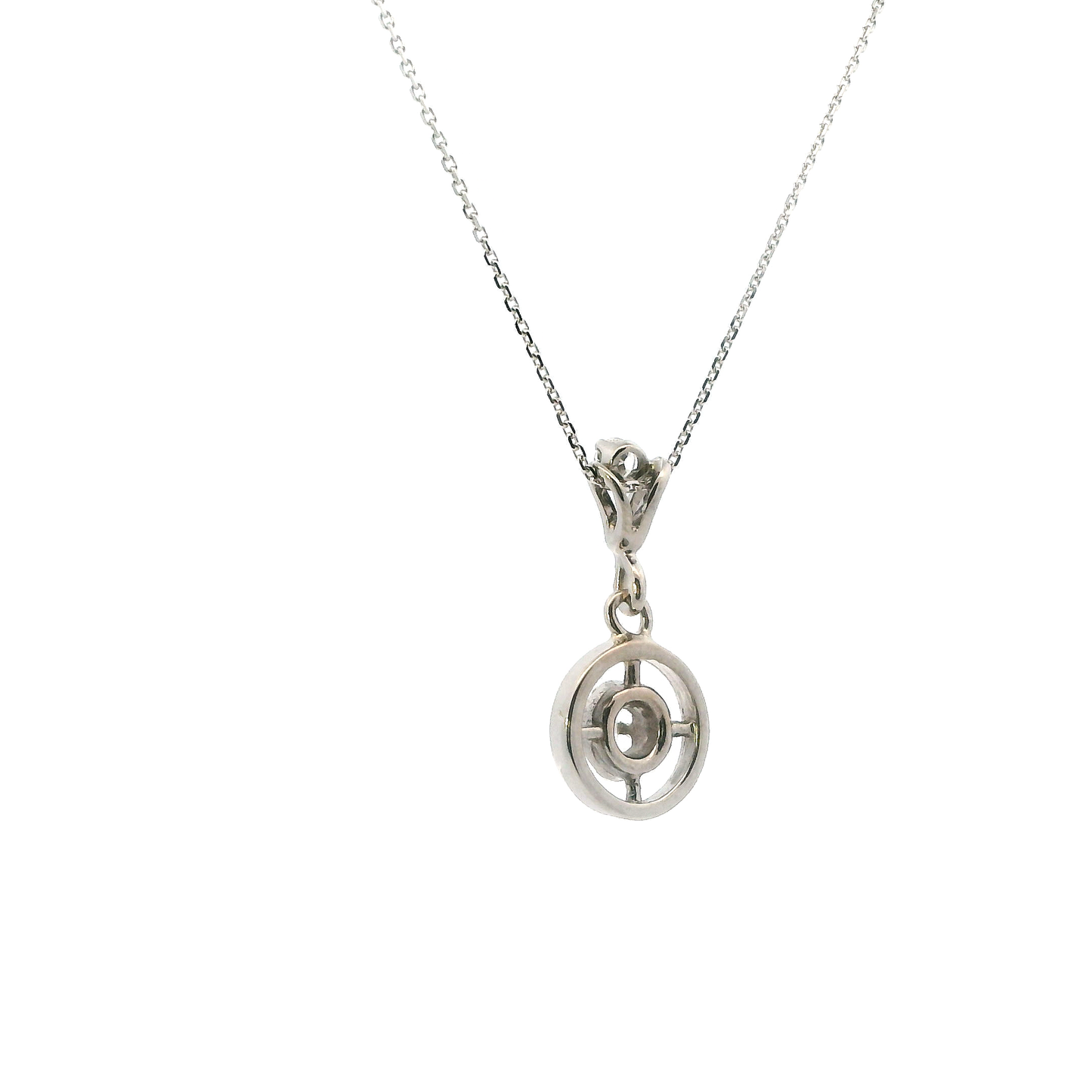 14K White Gold Diamond Pendant & 16" Cable Chain - 0.15ct