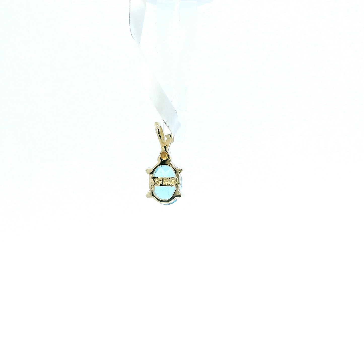 14K Yellow Gold Blue Topaz & Diamond Pendant - 0.02ct